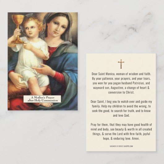 祈りの言葉セントモニカヴァージンメアリーイエズスコミュニオン プレイスカード (正面/裏面)