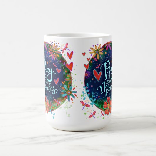 祈りの言葉ゼムラクルズブルーかわいらしフローライレリン コーヒーマグカップ (中央)