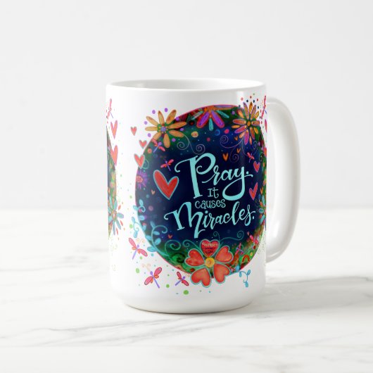 祈りの言葉ゼムラクルズブルーかわいらしフローライレリン コーヒーマグカップ (正面右)