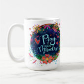 祈りの言葉ゼムラクルズブルーかわいらしフローライレリン コーヒーマグカップ (左)