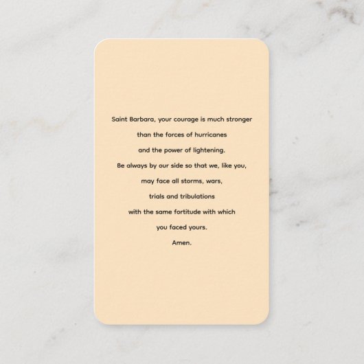 祈りの言葉トサンバーバラ祈りの言葉カード 名刺 (裏面)