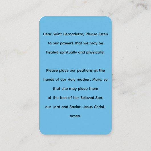 祈りの言葉トセントベルナデット祈りの言葉カード 名刺 (裏面)