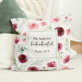 祈りの言葉ピロー詩篇147:3形容信仰贈与バラ クッション