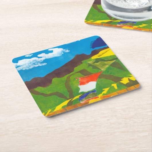 祈りの言葉フラグII スクエアペーパーコースター (アングル)