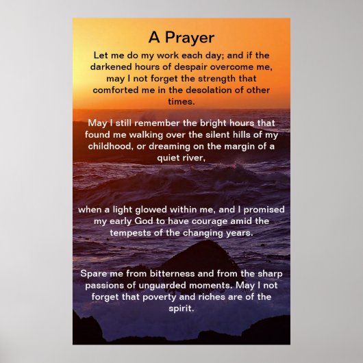 祈りの言葉ポスタービーチ ポスター (正面)