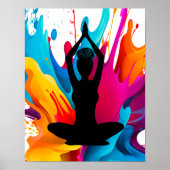 祈りの言葉ポーズヨガウーマン編組パンスピリチュアルカラー ポスター (正面)