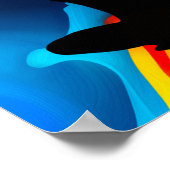 祈りの言葉ポーズヨガ女性とブレイズバンカラフル ポスター (角)