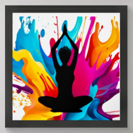 祈りの言葉ポーズヨガ女性スパイクヘアスピリチュアルカラー ポスター
