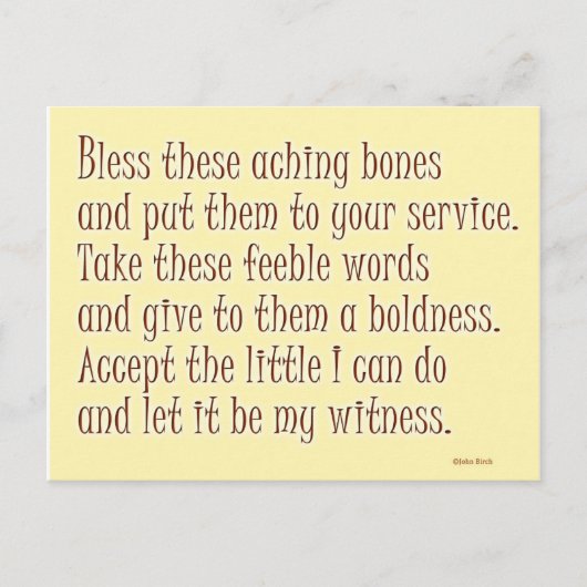 祈りの言葉ユーモアのある ポストカード (正面)