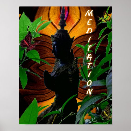 祈りの言葉仏陀の瞑想ポスター ポスター (正面)