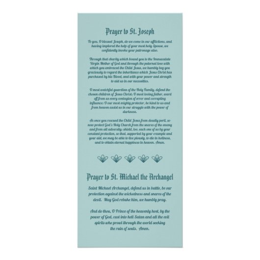 祈りの言葉付きの『巡礼カード』の聖ジョセフ ラックカード (裏面)