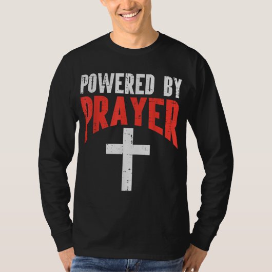 祈りの言葉十字神イエス・キリスト教の人々によって動く Tシャツ (正面)