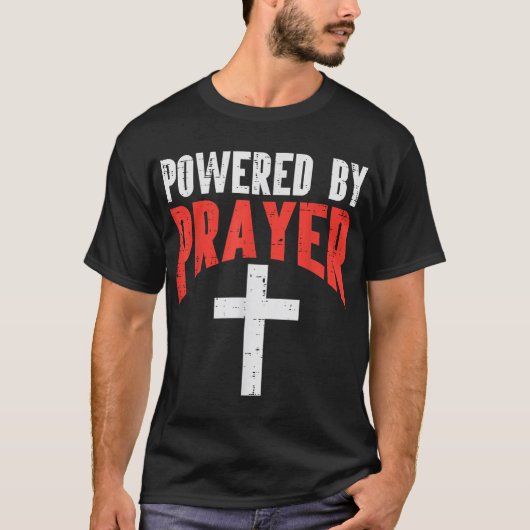 祈りの言葉十字神イエス・キリスト教の人々によって動く Tシャツ (正面)