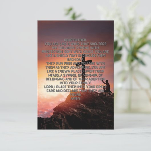 祈りの言葉子供へ保護フラットグリーティングカード カード (スタンド正面)