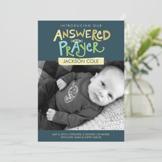 祈りの言葉少年の誕生の発表 案内状 (スタンド正面)