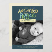 祈りの言葉少年の誕生の発表 案内状 (正面/裏面)