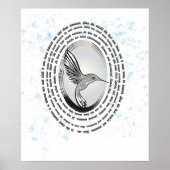 祈りの言葉感動的ハミングバードインク水色 ポスター (正面)