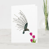 祈りの言葉感動的ハミングバードチューリップ カード (正面)