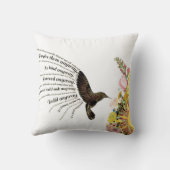 祈りの言葉感動的ハミングバード、太陽と花 クッション (裏面)