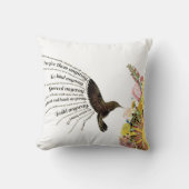 祈りの言葉感動的ハミングバード、太陽と花 クッション (正面)