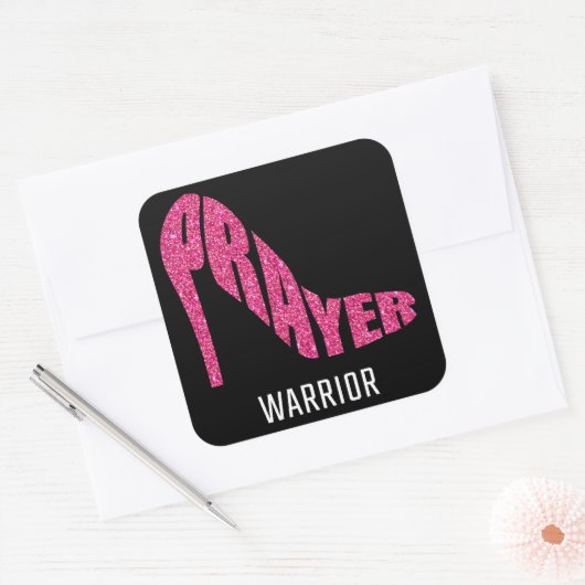 祈りの言葉戦士の女性 – キリスト教信義教会 スクエアシール (封筒)