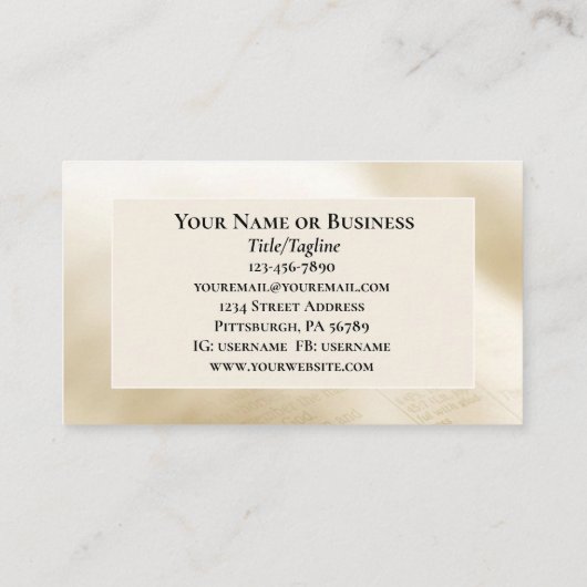 祈りの言葉戦士オープンバイブルクリスチャンクロス 名刺 (裏面)