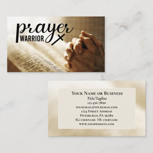 祈りの言葉戦士オープンバイブルクリスチャンクロス 名刺 (正面/裏面)