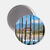 祈りの言葉旗とプナカ・ドソン – ブータン マグネット (正面/裏面)