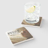 祈りの言葉祈戦士の手を開いた聖書 ストーンコースター (横)