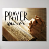 祈りの言葉祈戦士の手を開いた聖書 ポスター (正面)