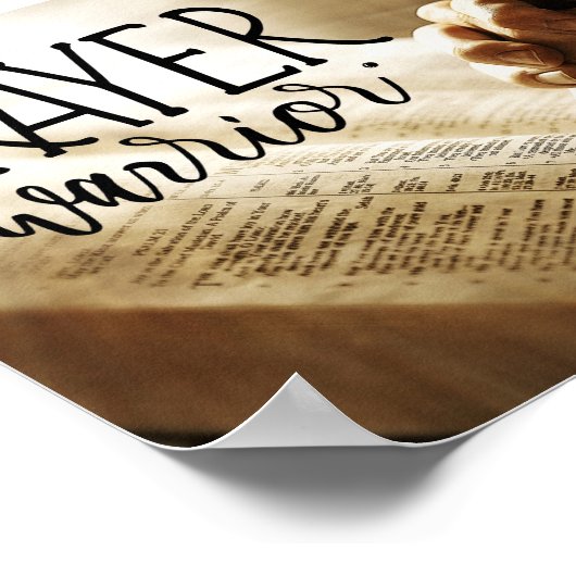 祈りの言葉祈戦士の手を開いた聖書 ポスター (角)