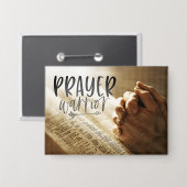 祈りの言葉祈戦士の手を開いた聖書 缶バッジ (正面/裏面)
