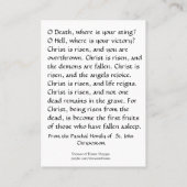 祈りの言葉聖ヨハネChrysostomが付いているPaschaの神聖なカード 名刺 (裏面)