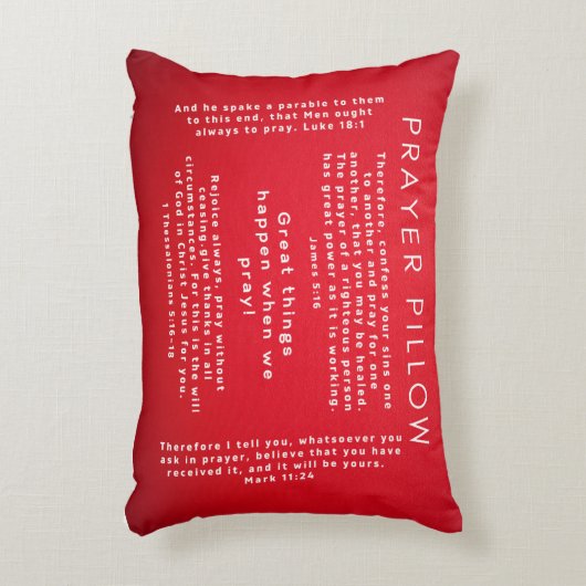 祈りの言葉赤と白枕 アクセントクッション (正面(垂直))
