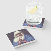 祈りの言葉1640-50年のヴァージン(キャンバスの油) ストーンコースター (横)