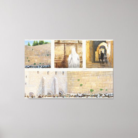 "祈りの言葉"ウェスタンウォールKOTELエルサレム旧市街 キャンバスプリント (正面)