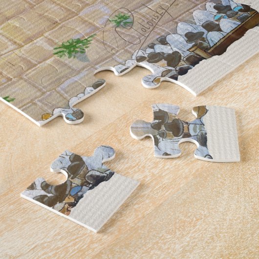 "祈りの言葉"ウェスタンウォールKOTELエルサレム旧市街 ジグソーパズル (側面)