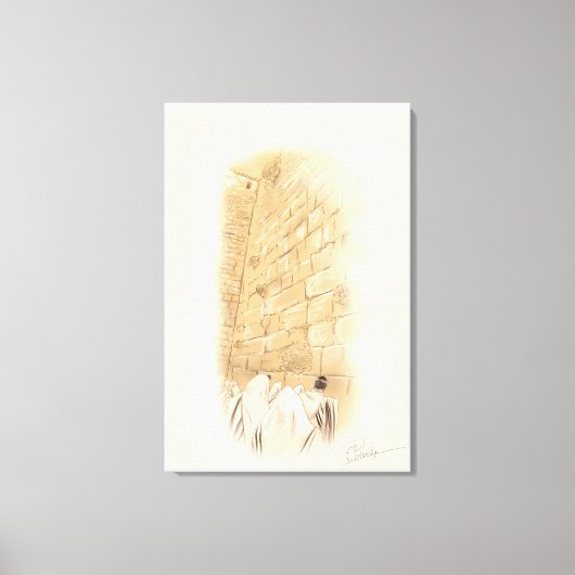 "祈りの言葉"コテルオールドシティエルサレムIsrael 絵を描 Art キャンバスプリント (正面)