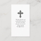 祈りの言葉:Assisi Companity CardのSt. Francis氏 名刺 (裏面)