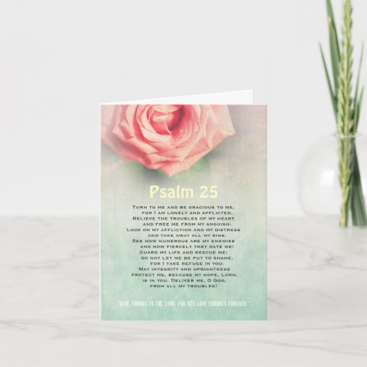 祈りの言葉、psalm 25 パーソナライズされた christianカード サンキューカード (正面)