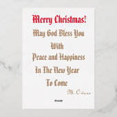 「祈りましょう」ローズゴールド 箔シーズンカード (裏面)