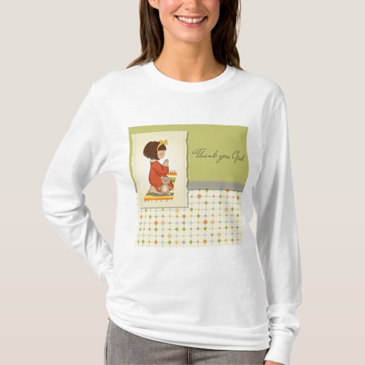 祈る女の子 ありがとう 神様 Tシャツ (正面)