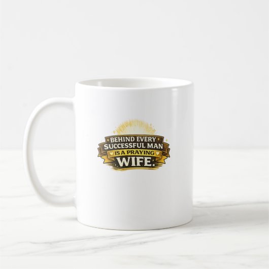 祈る妻タイポグラフィーデザイン コーヒーマグカップ (左)