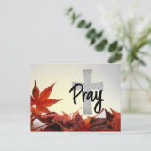 祈十字秋の赤葉色 ポストカード (スタンド正面)