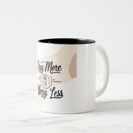 祈心配の無感動的いマグカップ ツートーンマグカップ (正面右)