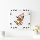 祈手 スクエア壁時計 (ホーム)