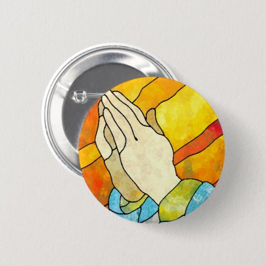 祈手 缶バッジ (正面&裏面)