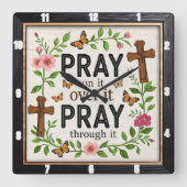 祈蝶 スクエア壁時計 (正面)