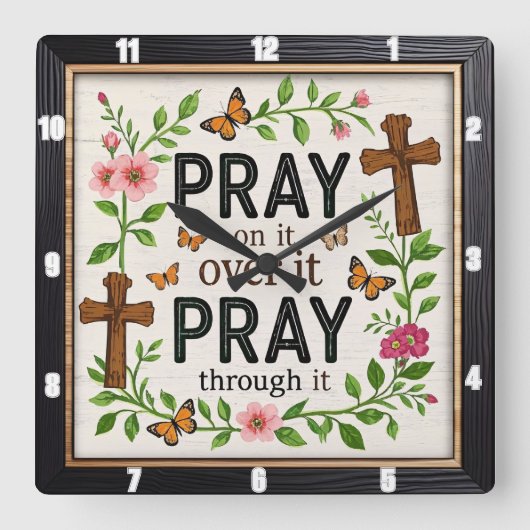 祈蝶 スクエア壁時計 (正面)