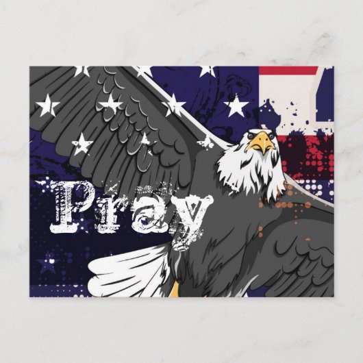祈American Flag and Eagle Postages ポストカード (正面)